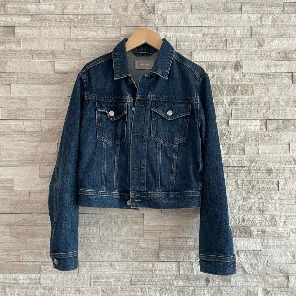 Everlane Cropped Denim Jacket Small Dark Indigo